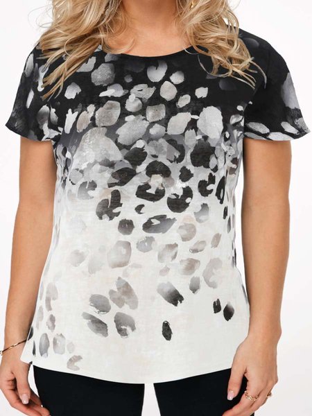 

plus size women casual short sleeve shirts & tops, Black white, T-Shirts
