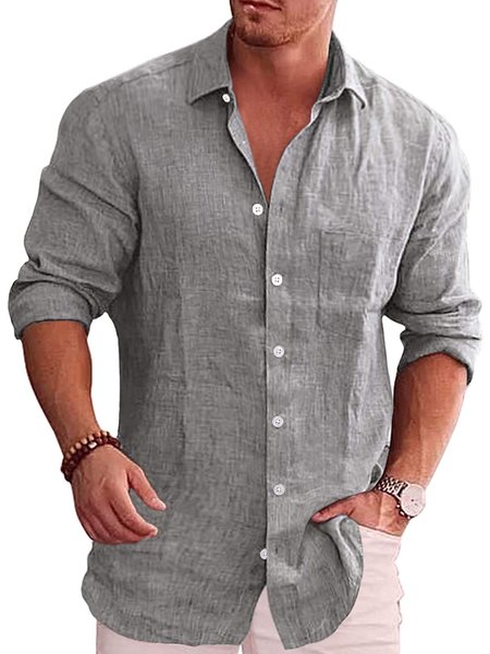 

Casual Shirt Collar Shirts, Gray, Shirt