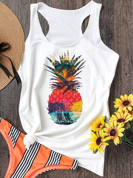 

Pineapple Beach Women Tank Top, White, Tank Tops