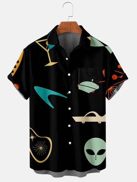 

Men's Space Mysterious Fun Comfortable Shirt, Black, Men's shirts