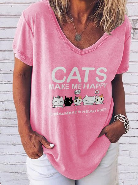 

Cat Cotton-Blend Shirts & Tops, Pink, T-shirts