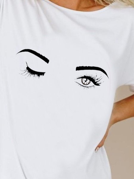 

Charming Eyes Short Sleeve Tee Dresses, White, Casual Dress