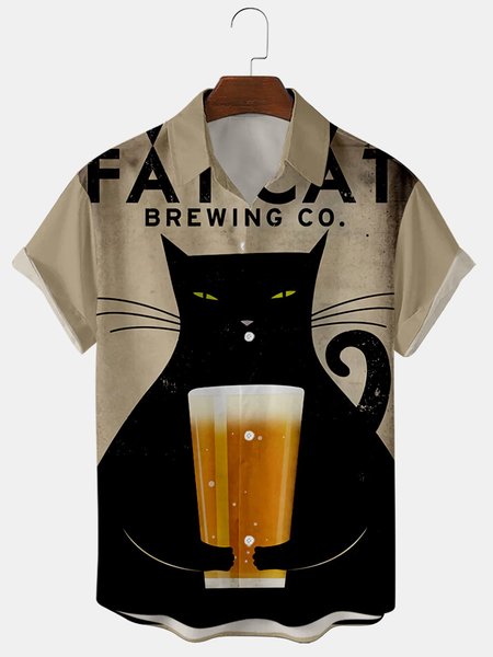 

Casual Cat Shirts & Tops, Brown, Men's Floral shirt
