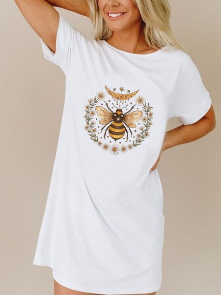 

Bee Cotton-Blend Tee Dresses, White, Casual Dress