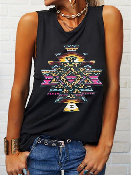 

Crew Neck Cotton-Blend Short Sleeve Vests, Black, Tank Tops