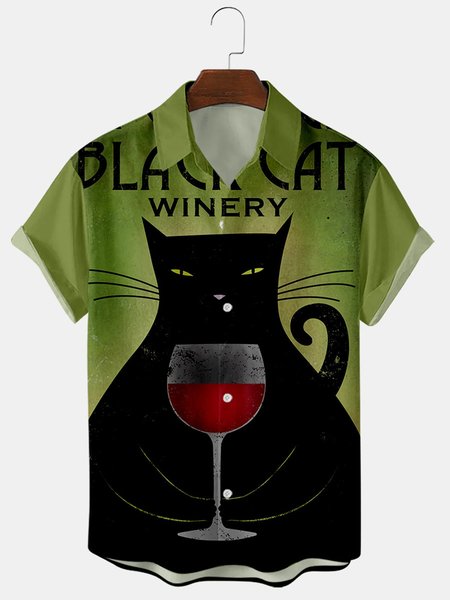 

Cat Shirts & Tops, Green, Men's Floral shirt