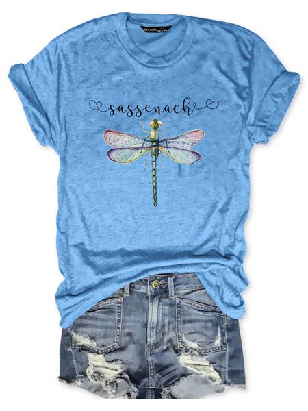 

Sassenach Dragonfly Graphic Casual Tee, Light blue, T-shirts