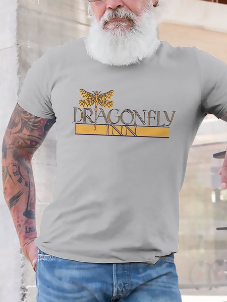

Sign Dragonfly Graphic Casual Tee, Light gray, T-shirts