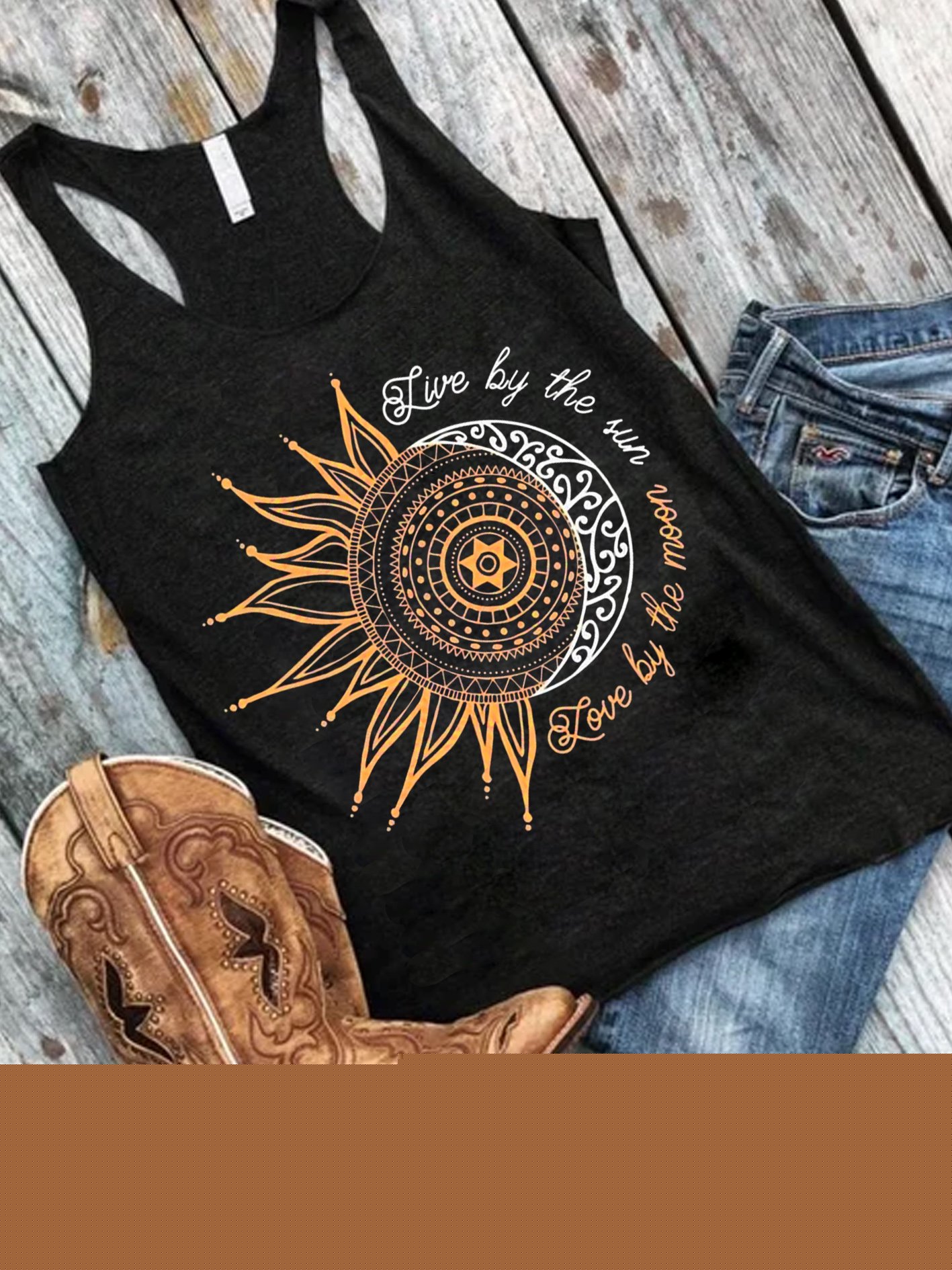 

Love By The Moon Live By The Sun Casual Vests, Black, Tank Tops