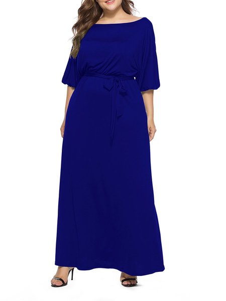

Casual Half Sleeve Shift Bateau/Boat Neck Dresses, Royal blue, Casual Dresses