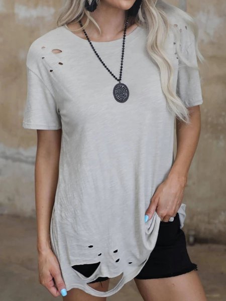 

Casuale Maniche Corte Top, Grigio chiaro, Blouses & Shirts