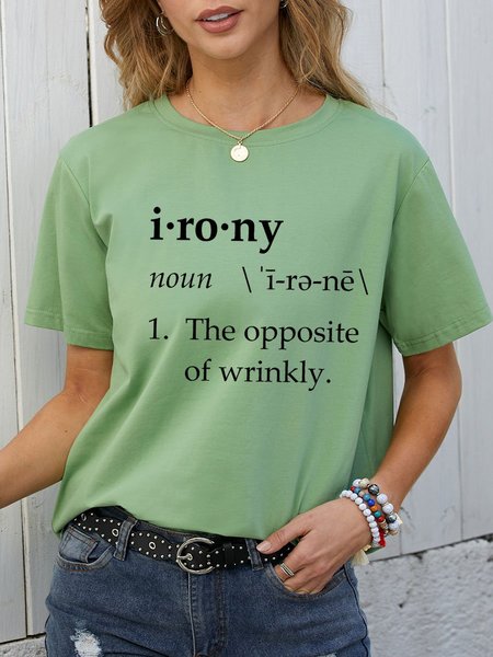 

Irony Definition Graphic Short Sleeve Tee, Olive green, T-shirts