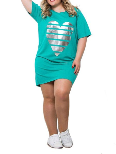 

Short Sleeve Shift Tropical Dresses, Sky blue, Casual Dresses