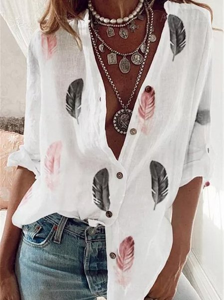 

Cotton Long Sleeve Shift Tunic Blouse, White, Shirts
