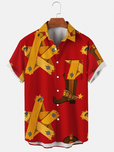 

Shirt Collar Casual Shirts & Tops, As picture, Men's Floral shirt