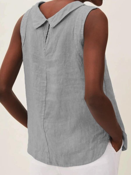 

Linen Short Sleeve Crew Neck Linen Top ( smaller, Gray, Tanks and Camis