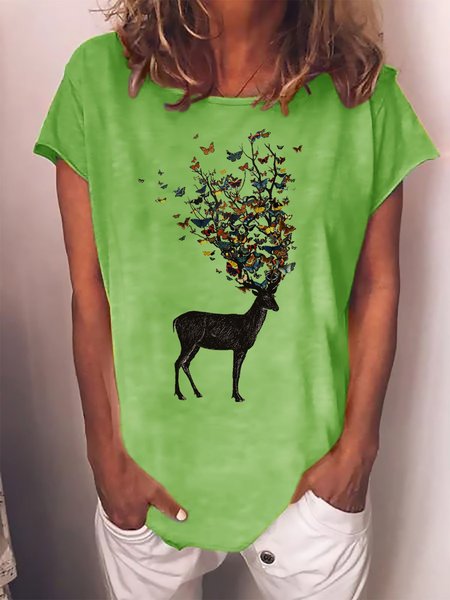 

Wild Nature Butterfly Graphic Short Sleeve Tee, Green, T-shirts