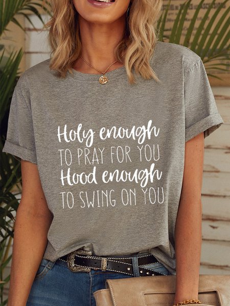 

Holy Enough To Pray For You T-Shirt Tee, Light gray, T-shirts