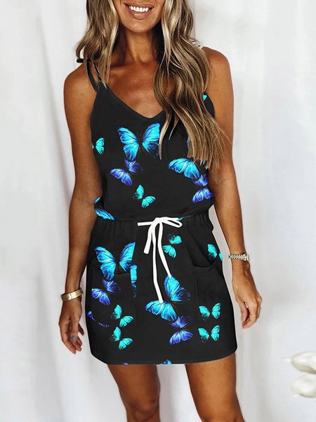 

Bretelline Sottili Scollo a V Stampato Abito, Come immagine, Dresses