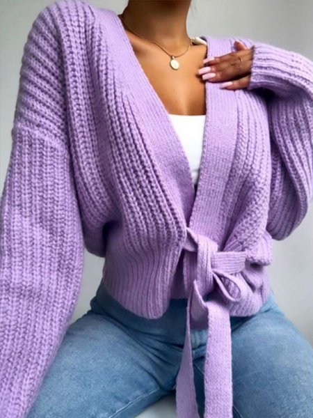 

Vintage Long Sleeve Woven Sweater, Purple, Cardigans