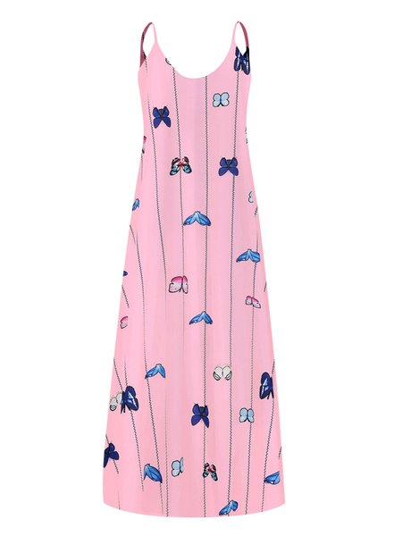 

Abito Casuale Farfalla Senza Maniche Girocollo, Rosa, Dresses