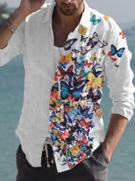 

Casual Long Sleeve Printed Shirts & Tops, White, Shirt