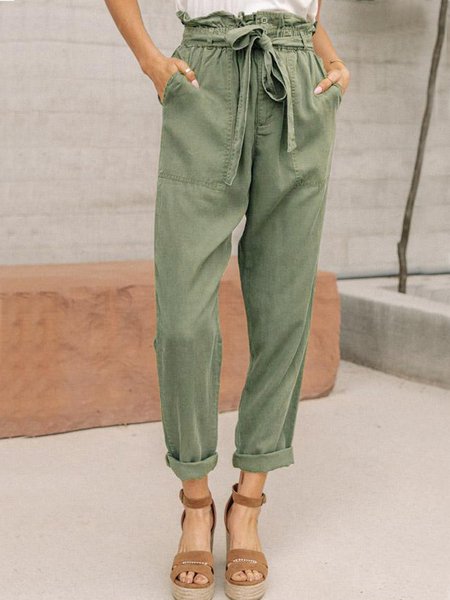 

Casuale Tinta Unita Pantaloni, Verde oliva, Pants