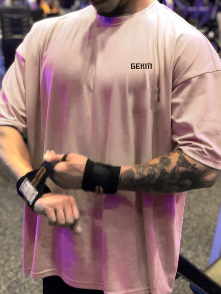 

Casual Letter Printed T-Shirts, Pink, Men's t-shirts