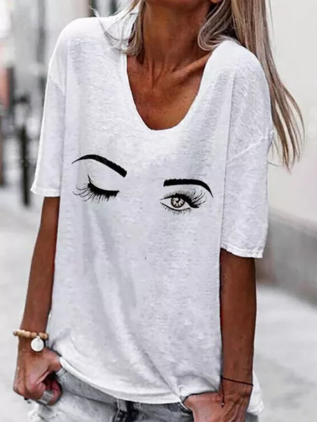 

Plus size Short Sleeve Casual Shirts & Tops, White, Tops
