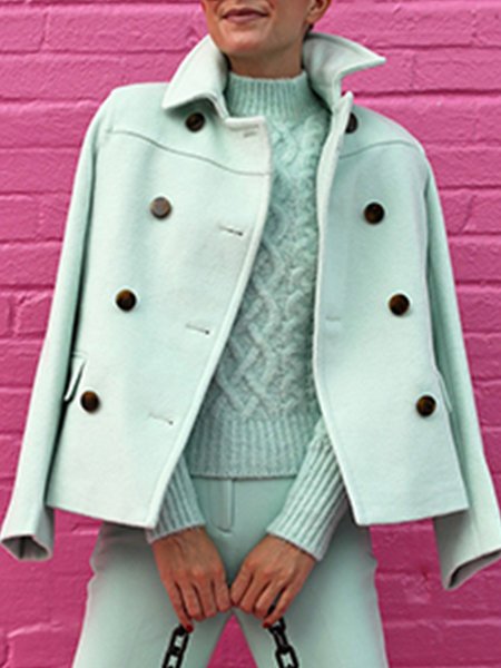 

Long Sleeve Shawl Collar Solid Casual Jacket, As picture, Coats