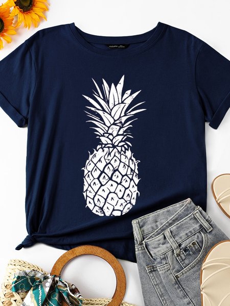 

Pineapple Cute Graphic Women Tshirt, Deep blue, T-shirts