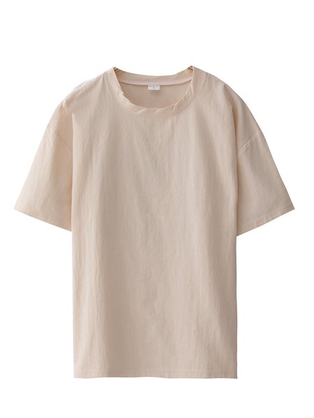 

Casual Crew Neck Shirts & Tops, Beige, Men's t-shirts