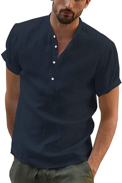 

Casual Cotton-Blend Shirts & Tops, Navy blue, Shirt