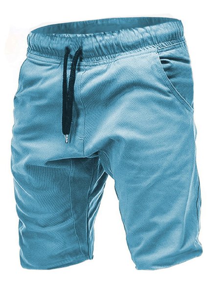 

Casual Solid Pockets Pants, Lightblue, Pants