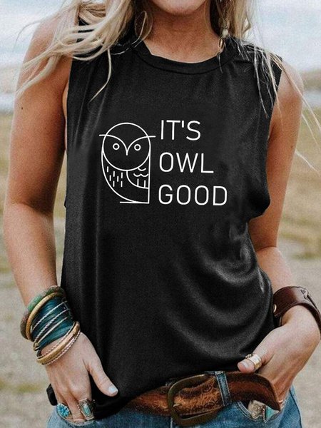 Owl Shirt, Black, Tank Tops
