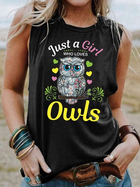 Owl Shirt, Black, Tank Tops