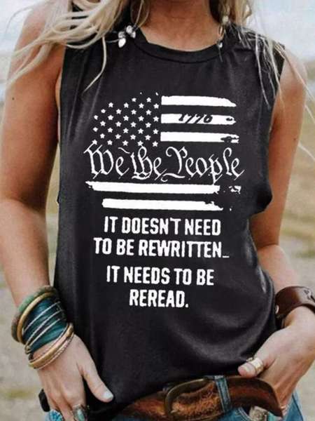 

Plus size Patriotic Tank T-shirt, Black, Tops