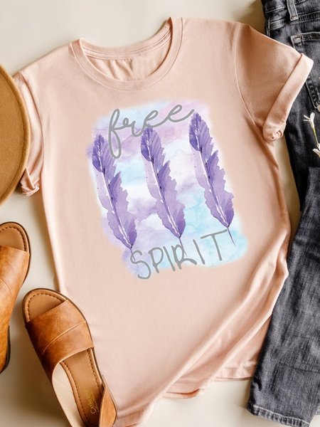 

Free Spirit Feather T-shirt, Pink, T-shirts