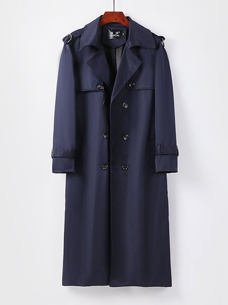 

Casual Plain Trench coat, Navy blue, Coats