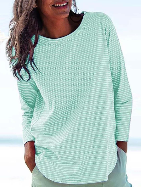 

Stripes Long Sleeve Shift Shirts & Tops, Green, Tops