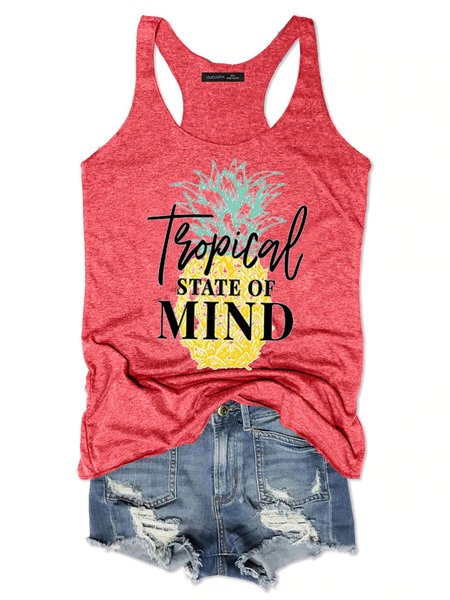 

Tropital State Of Mind Pineapple Women Tank Top, Rose red, Tank Tops