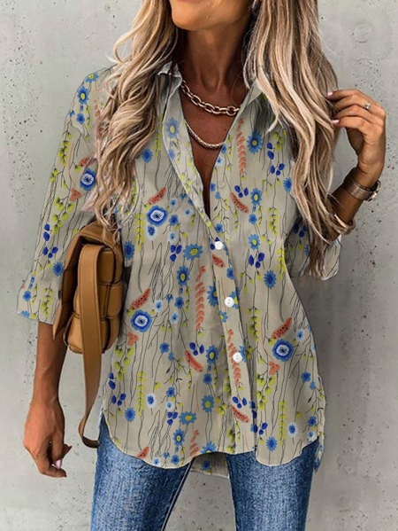 

Plus size Floral Blouse, Apricot, Tops