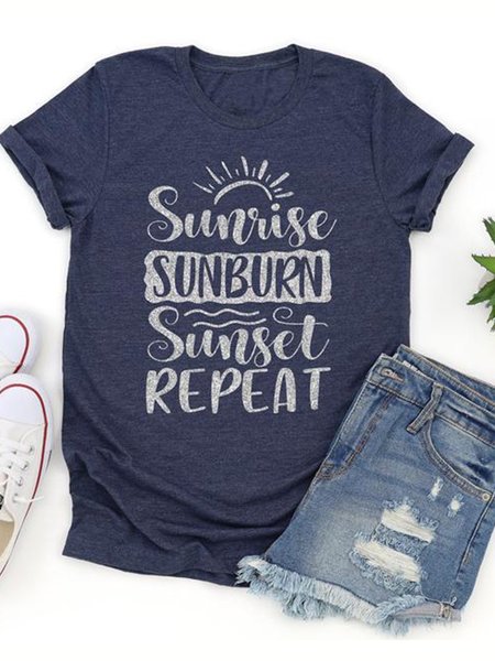 

Sunrise Sunburn Sunset Reapeat Holiday Women Tshirt, Navy blue, T-shirts
