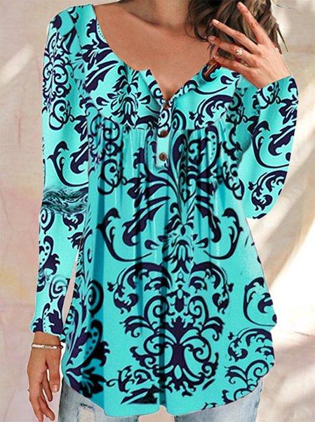 

Casual Women printed long-sleeved Shirts & Tops, Flower, Tees & T-shirts