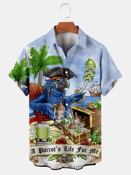 

Vintage Pockets Shirt Collar Shirts, Blue, Shirts ＆ Blouse