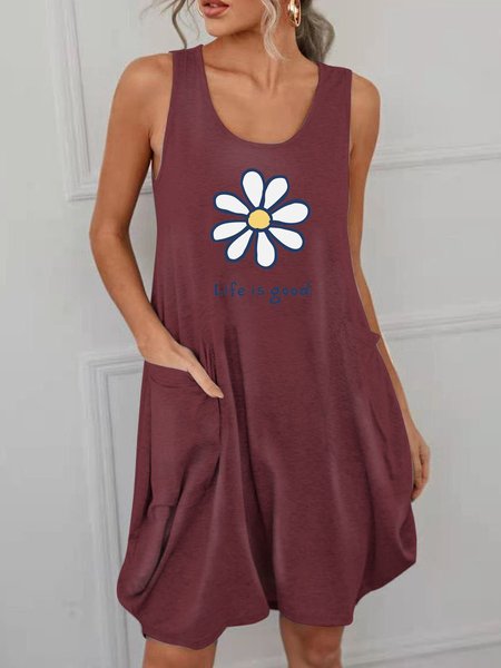 

Daisy Graphic Dress, Wine red, Casual Dress