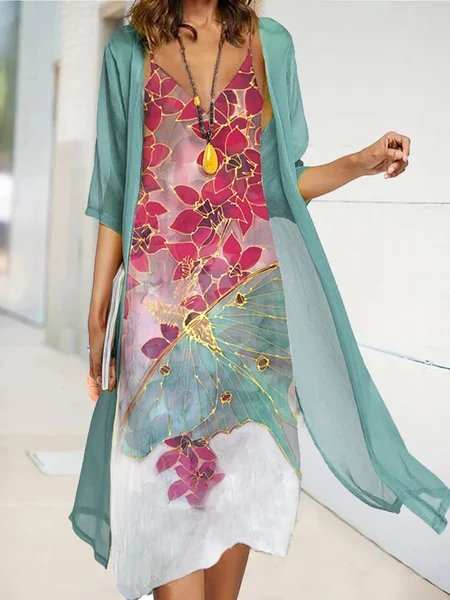 

Casual Shift V Neck Dresses, Green, Midi Dresses