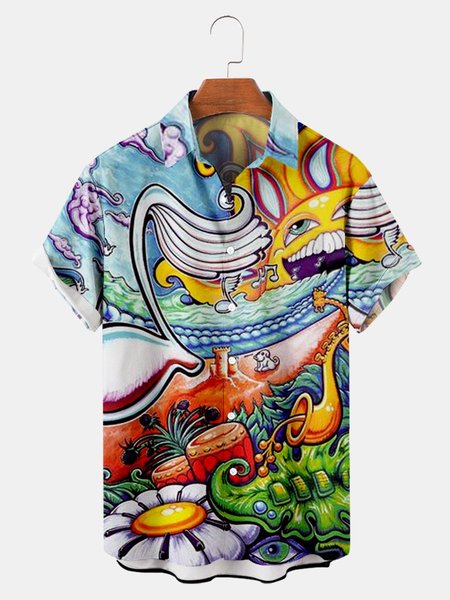 

Casual Shirt Collar Shirts & Tops, As picture, Men's shirts