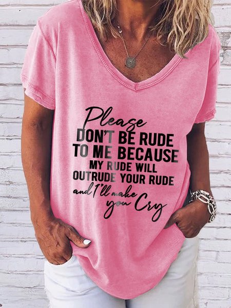 Please Don't Be Rude To Me Graphic Tee, Pink, T-shirts