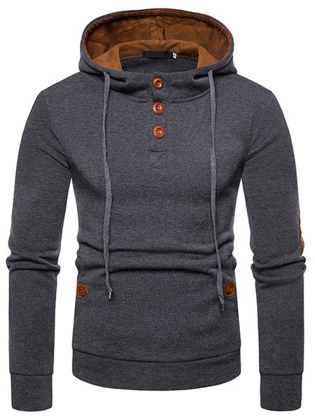 

Hoodie Plain Shirts & Tops, Deep gray, Hoodies&Sweatshirts